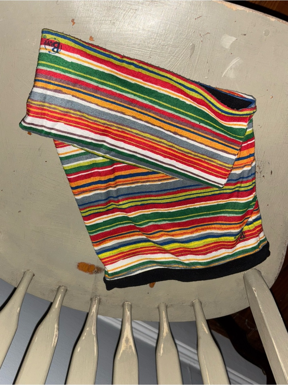 Buff Multicolor Striped Neck Gaiter - Red Green Yellow Blue Orange